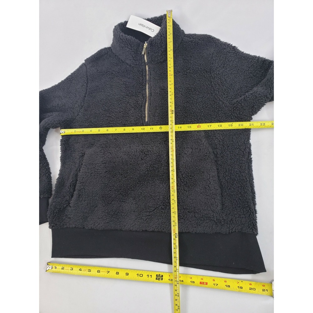 Calvin Klein Womens Sherpa Quarter Zip Jacket Jet Black M9XES802 Medium - Picture 2 of 7